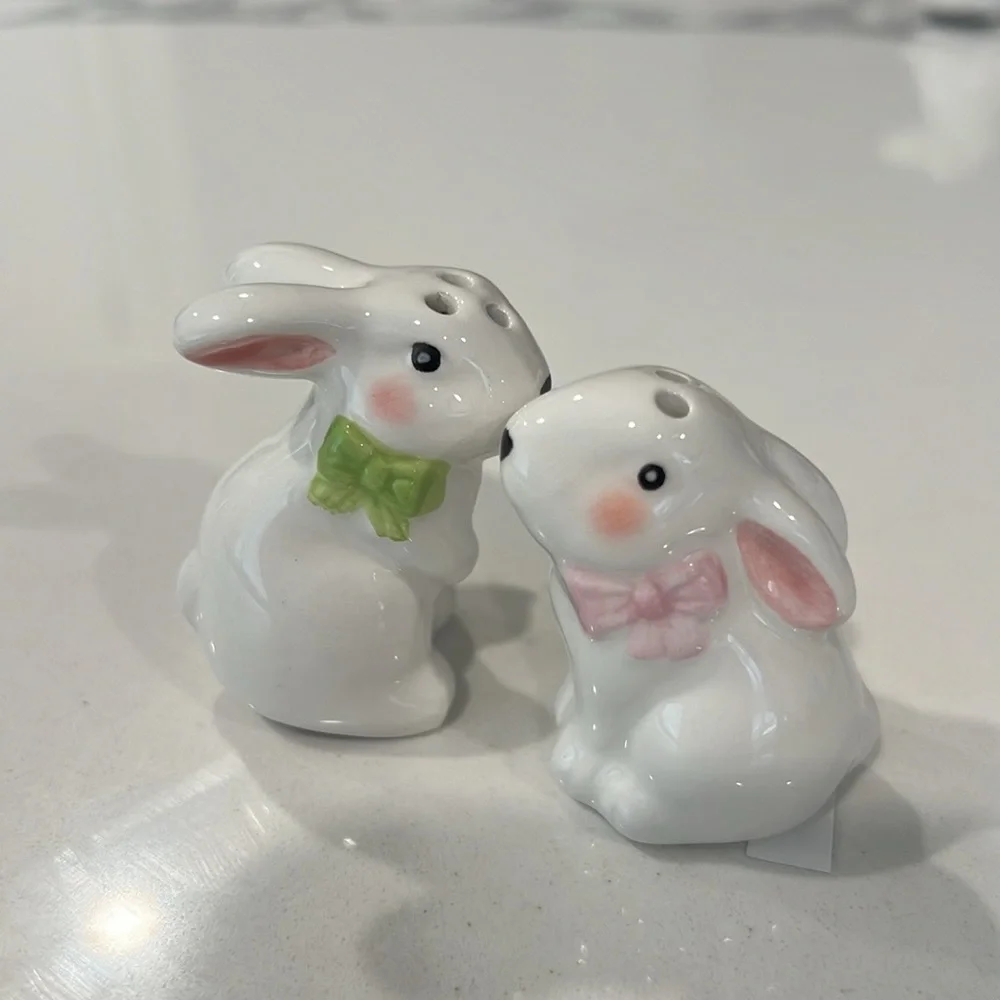 🐇Cute Bunny Salt & Pepper Shakers .